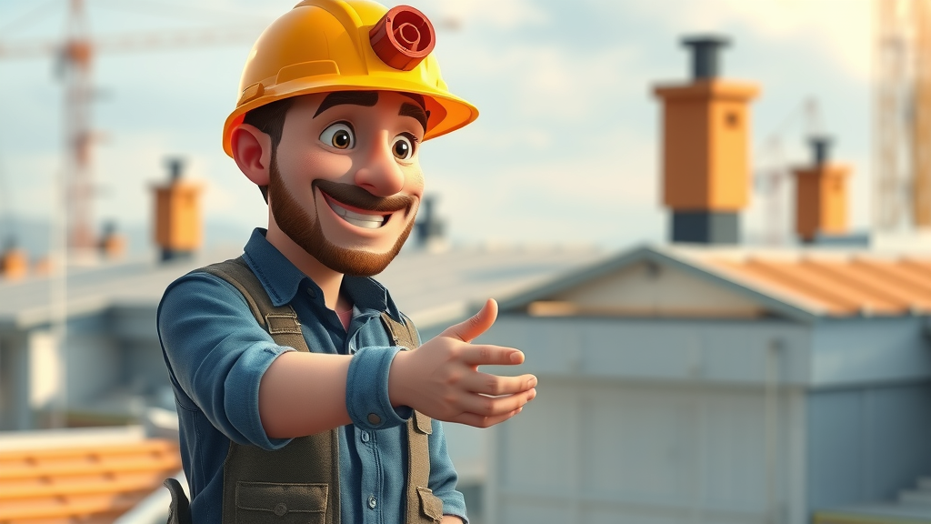 A confident roofing contractor answering questions at a construction site.