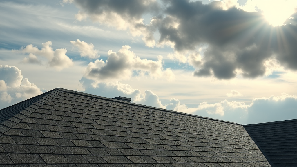 modern rooftop with sturdy asphalt shingles under dramatic sky